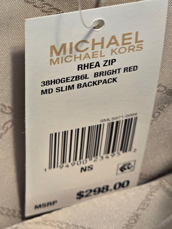 Michael Kors Rhea Zip Red Vegan Leather Handbag Backpack, NWT, MSRP $298 main image 9